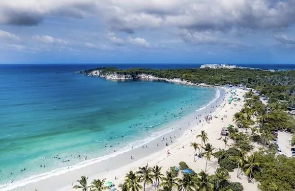 Aerial view of Playa Macao's cove